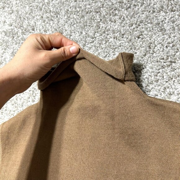Carlisle Women's Sz Large Sleeveless Brown Turtleneck Top 100% Merino Wool - Picture 4 of 8